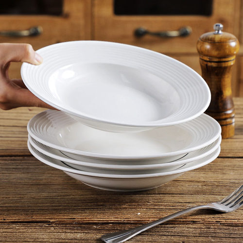 2025新款纯白陶瓷螺纹草帽盘