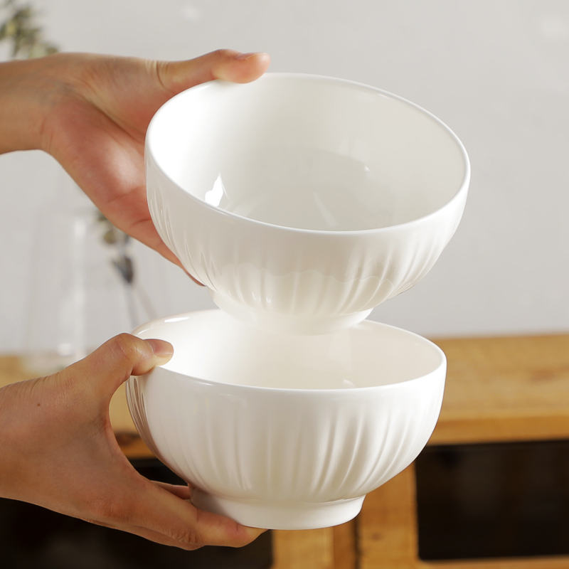 菲美特餐饮具简约纯白6英寸陶瓷拉面碗北欧风釉下彩水果碗吃饭碗