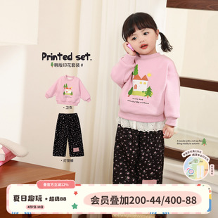 新款 小o爸女婴童 女宝宝套装 2026冬季 子两件套 婴儿加绒休闲卫衣裤