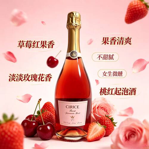 意大利原瓶进口桃红起泡酒Brut干型气泡葡萄酒女士微醺聚餐