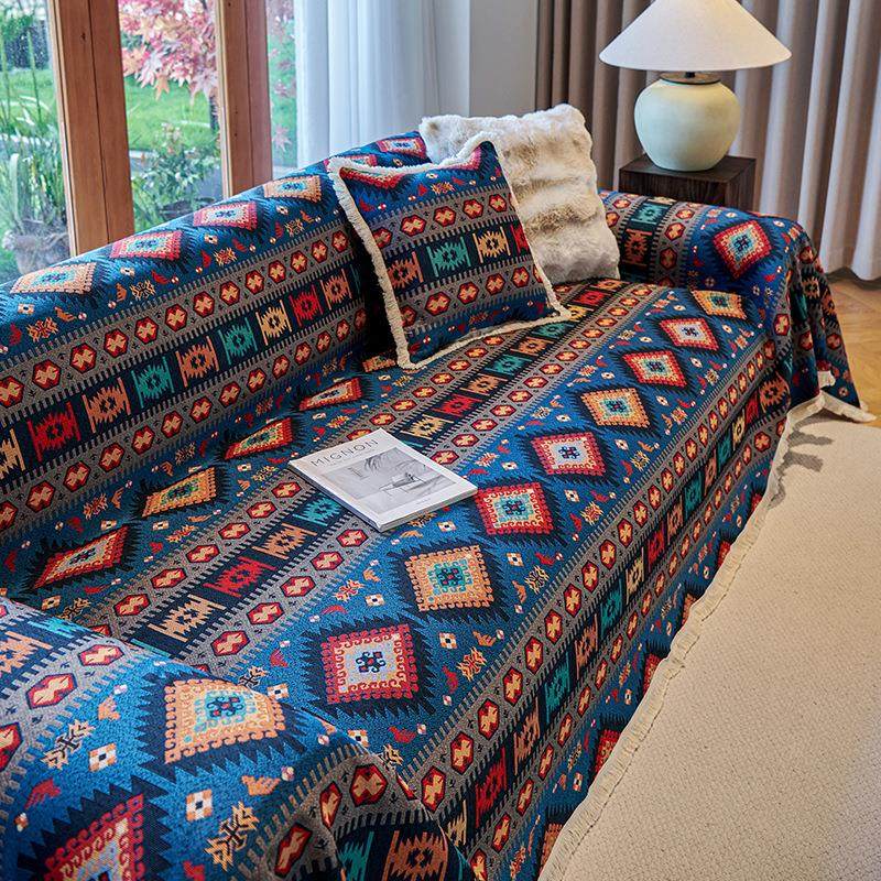 美式复古棉麻布艺沙发巾防滑耐脏四季通用防猫抓一片式沙发套罩毯