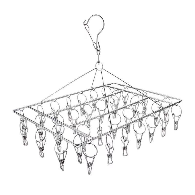 厂家直销不锈钢加粗36夹袜架 多夹子晾晒架 多功能晾衣架