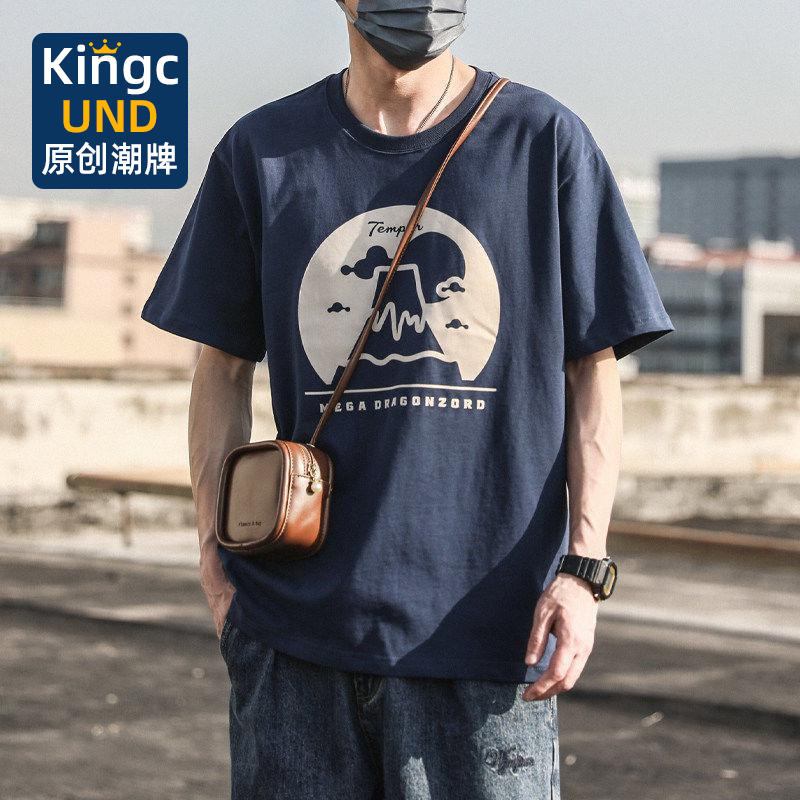 纯棉重磅2025宽松新款男士短袖t恤衣服纯棉半袖白色体恤打底衫春