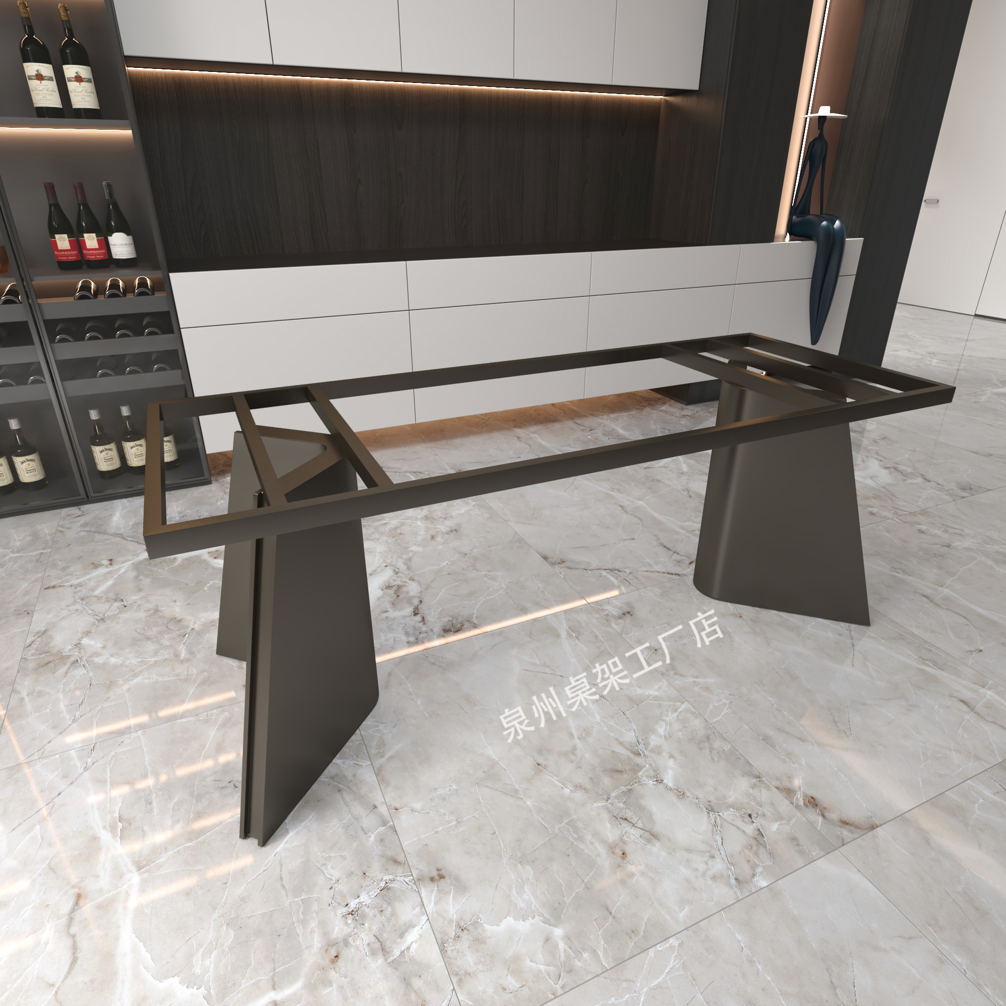 金属桌腿支架不锈钢餐桌腿大理石底座奢石茶桌架子岩板大板支撑脚