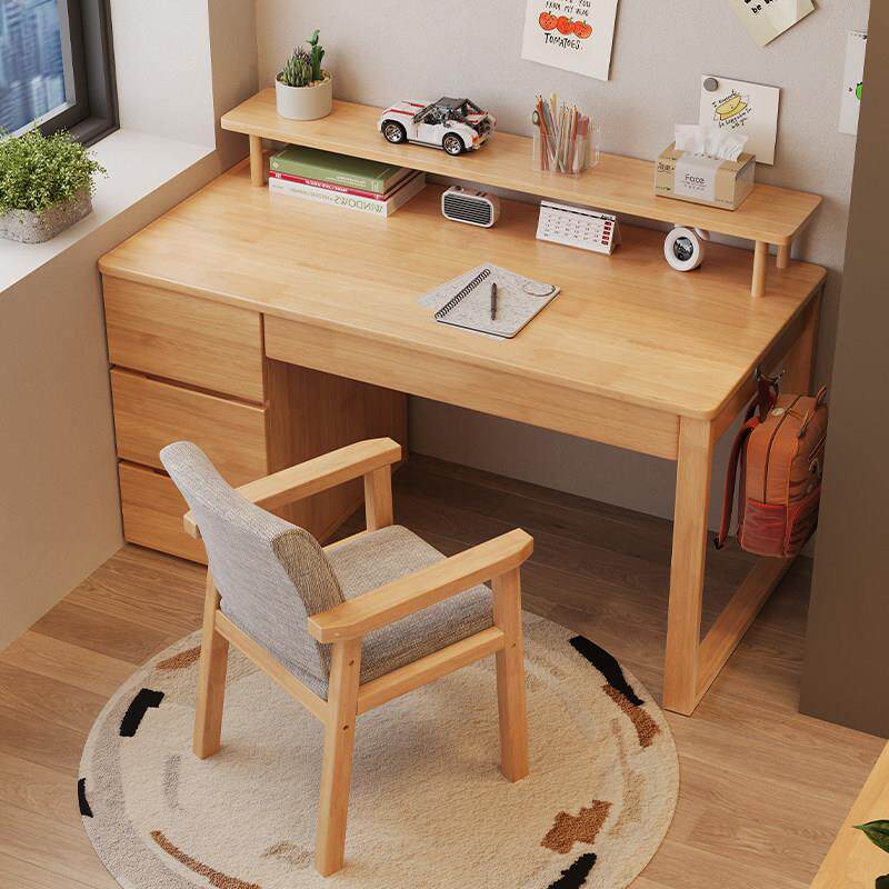 北欧实木书桌电脑桌带抽屉简约现代家用办公桌学生学习写字工作台