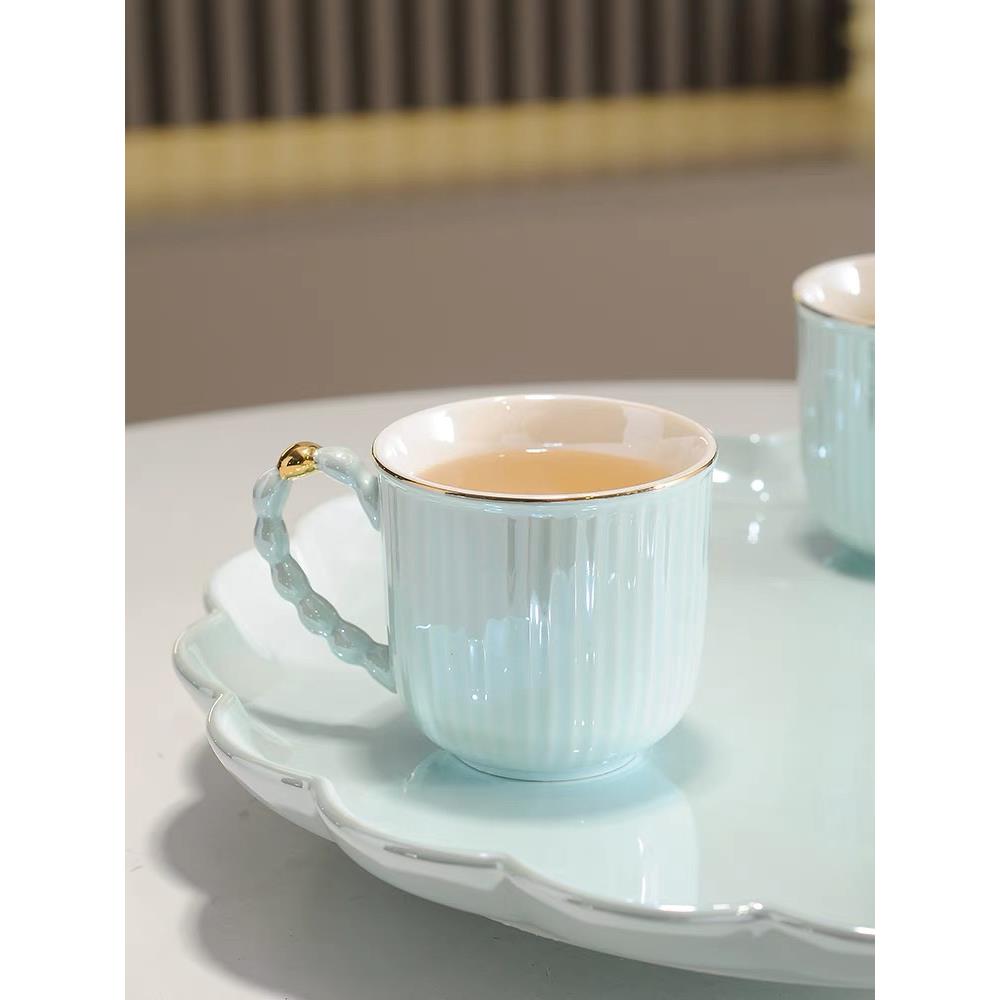 2024新款粉色陶瓷水具套装家用客厅茶具整套现代简约水杯茶杯茶盘