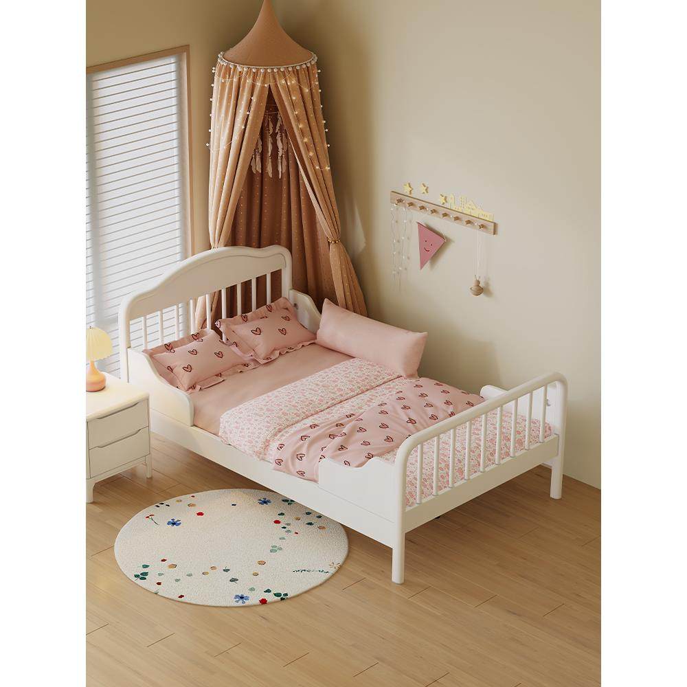 全实木儿童床女孩公主床1.5米单人1.2米男孩拼接围栏卧室