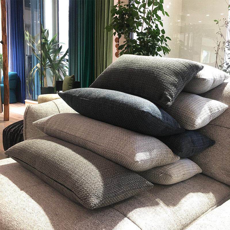 高端棉麻长方形腰枕靠垫套客厅沙发休闲 椅床上靠枕纯色腰垫抱枕