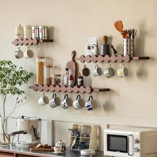 西木南飞 覆古风樱桃木置物架中古法式实木墙上壁挂隔板饭厅厨房