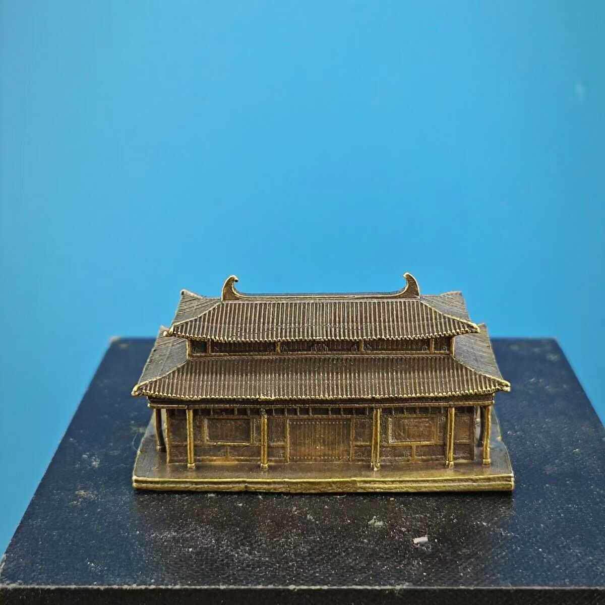 黄铜微景观中式建筑模型摆件书房假山水陆缸鱼缸庭院盆景装饰造景