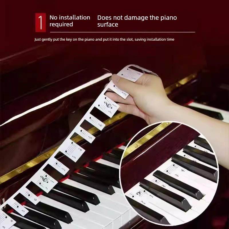 德国88键钢琴免粘贴纸电钢琴键盘简谱贴初学入门五线谱音符条钢琴