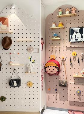 木目iwood订制粉色云朵洞洞板展示架 大尺寸玄关入户洞洞墙置物架