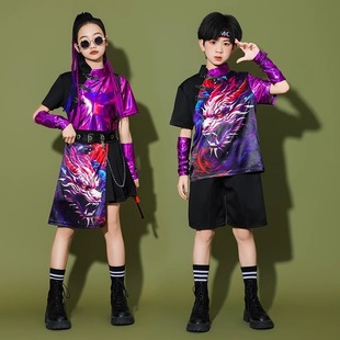儿童演出服六一国潮运动会街舞表演服男女童啦啦队打鼓嘻哈舞蹈服