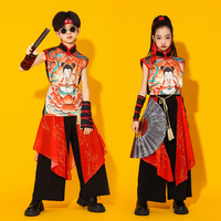 六一兒童演出服哪咤國潮風走秀潮服運動會舞蹈武術(shù)打鼓演出服套裝