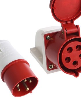 32 Amp 5pin Industrial Plug &ampamp Wall Socket 240415V Weat