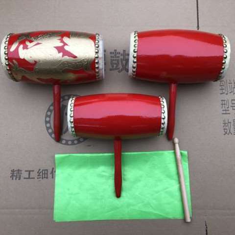 海安花鼓10cm12cm海安花鼓手柄鼓舞蹈鼓道具鼓配绿绸