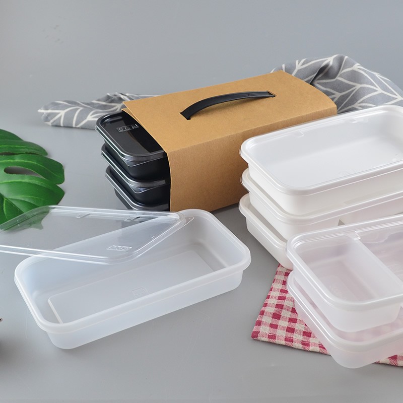 500ml打包盒鸭脖一次性塑料方型餐盒红色可微波单格饭盒外卖餐盒