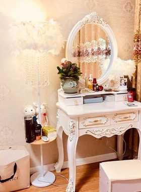 冬霓 水晶羽毛白色立式落地灯婚庆客厅书房卧室床头灯主播补光灯