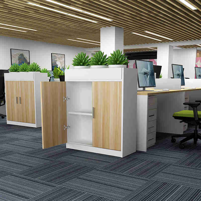 品班心造办公室隔断屏风柜花槽文件柜矮柜木资料柜带锁档案小型边