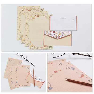 5 Sets/45pcs Flower Printing Envelope and Letter Paper Lovel