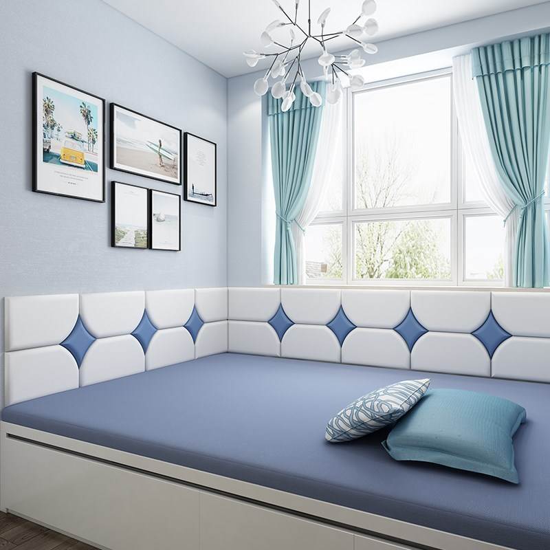 。定制榻榻米床头软包自粘床边墙围贴加框床围儿童房背景墙靠背防