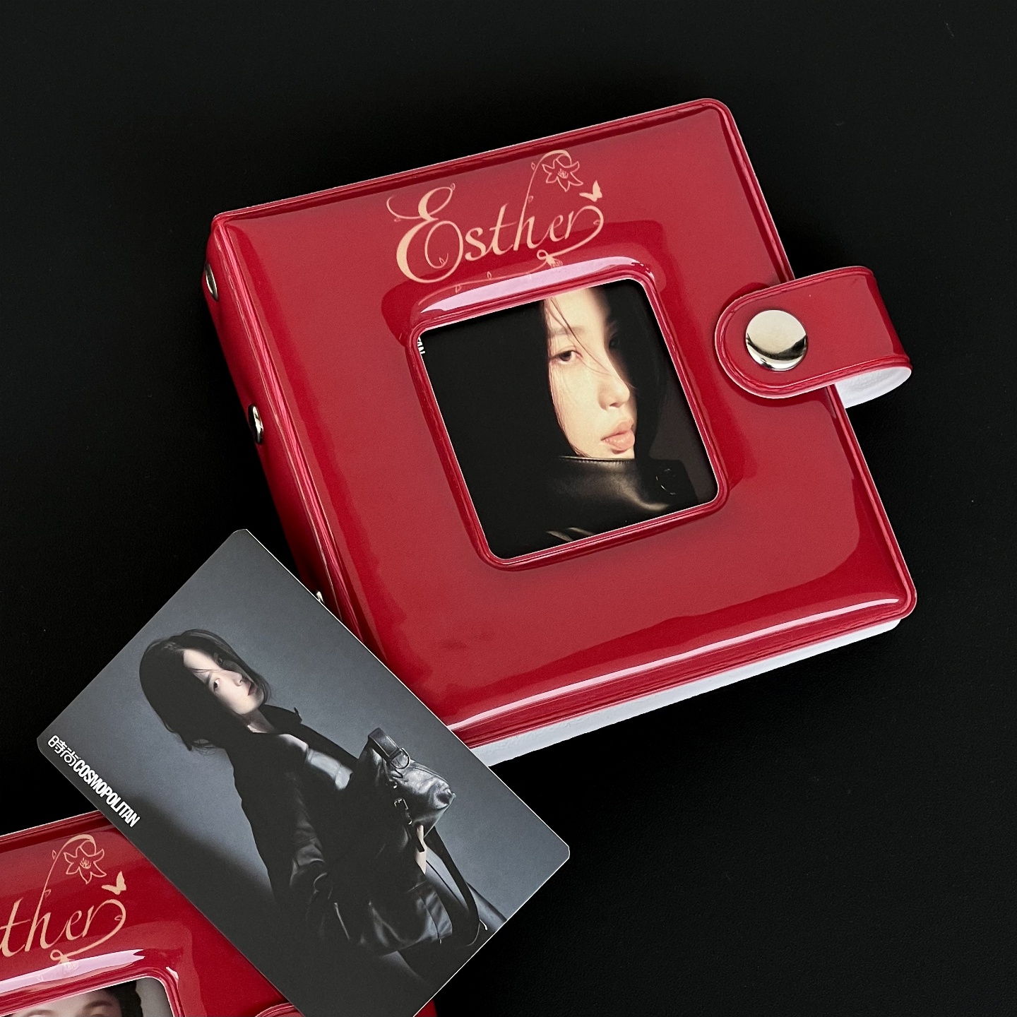 高级感红色皮质一宫格活页卡册