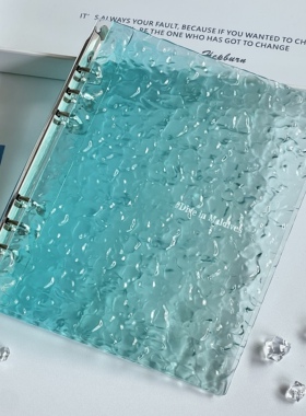 马尔代夫海蓝色a5水波纹卡册高颜值透明水晶亚克力3寸小卡收纳册
