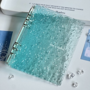 马尔代夫海蓝色a5水波纹卡册高颜值透明水晶亚克力3寸小卡收纳册