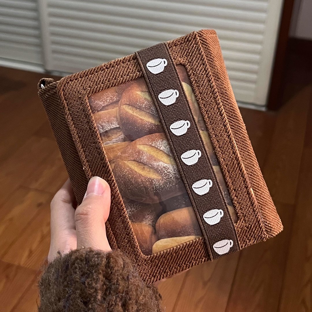 复古风棕黄m5牛仔三折活页手账本