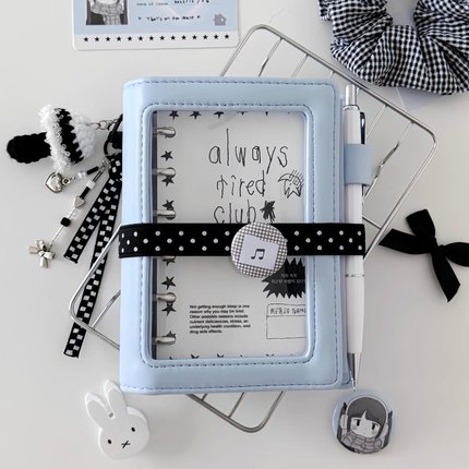 韩系简约A7皮质半透明活页手帐本学生便携式口袋本日程记事笔记本