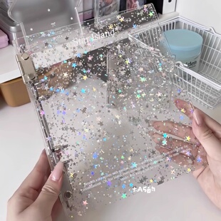 星星闪闪a5卡册透明亚克力3寸追星小卡收纳册拍立得相册本四宫格