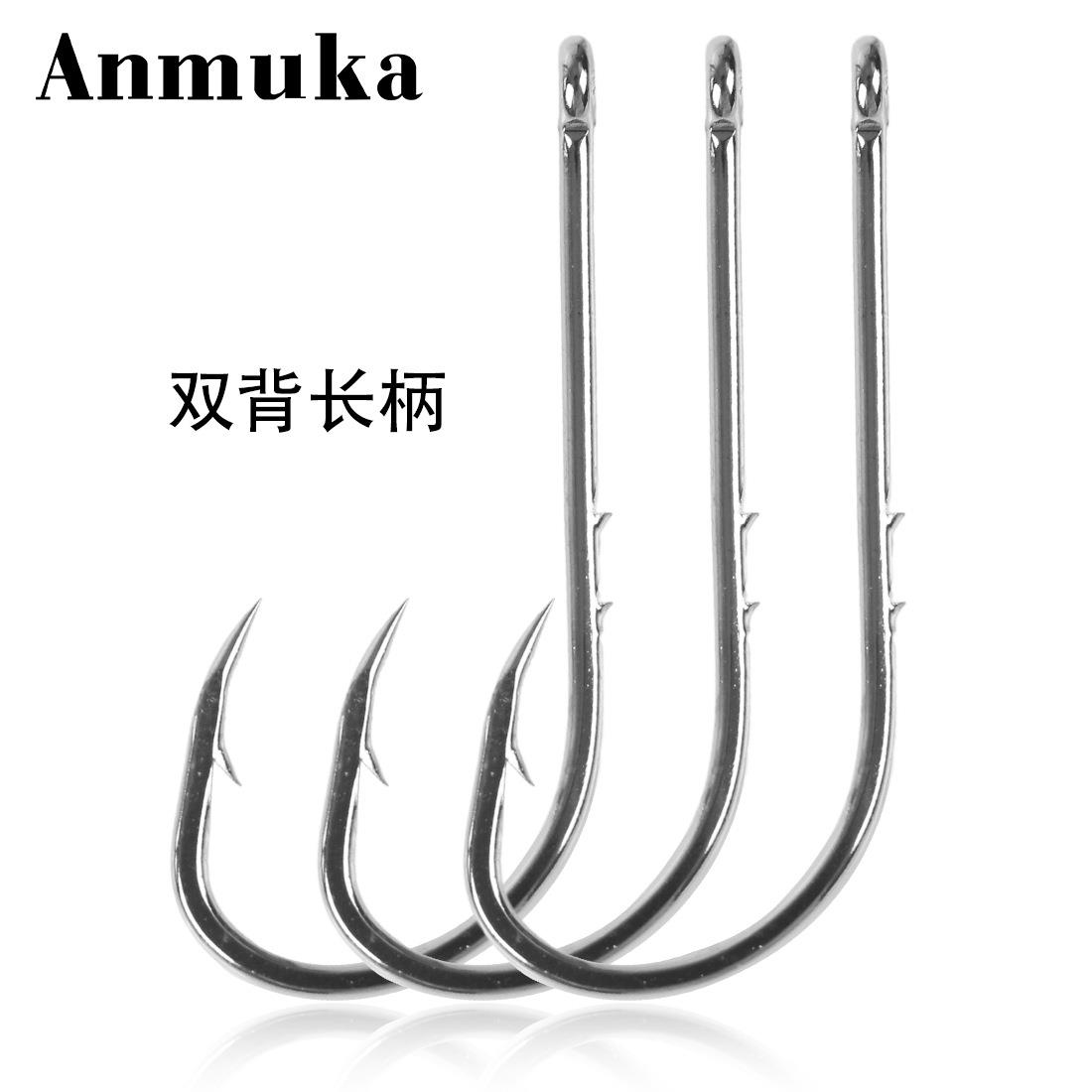 100双背刺鱼钩潮钩长柄管付路亚圈柄海钓散装有倒刺歪嘴钩渔民捕