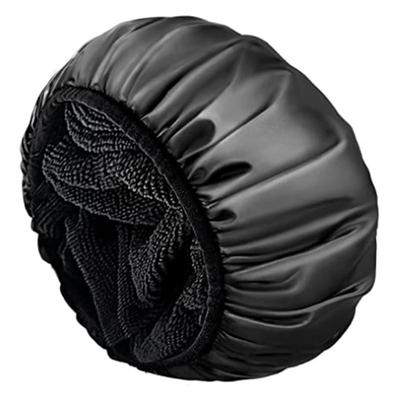 黑色三层浴帽超细纤维干发帽焗油帽女长发防水浴帽跨境三合一浴帽