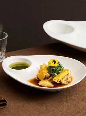 家用创意饺子盘子带醋碟酒店菜盘子母盘白灼虾盘分格水饺专用盘子