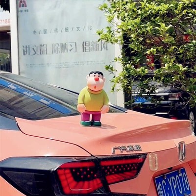 车载歪头呆萌胖虎创意汽车摆件车顶搪胶可爱胖虎车尾个性网红装饰