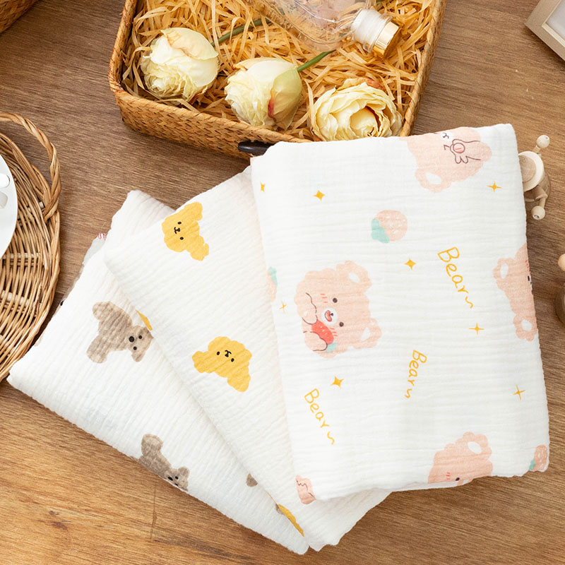 A类双层皱布母婴级绉布纯棉布料婴儿睡衣100全棉纱布面料全棉布头