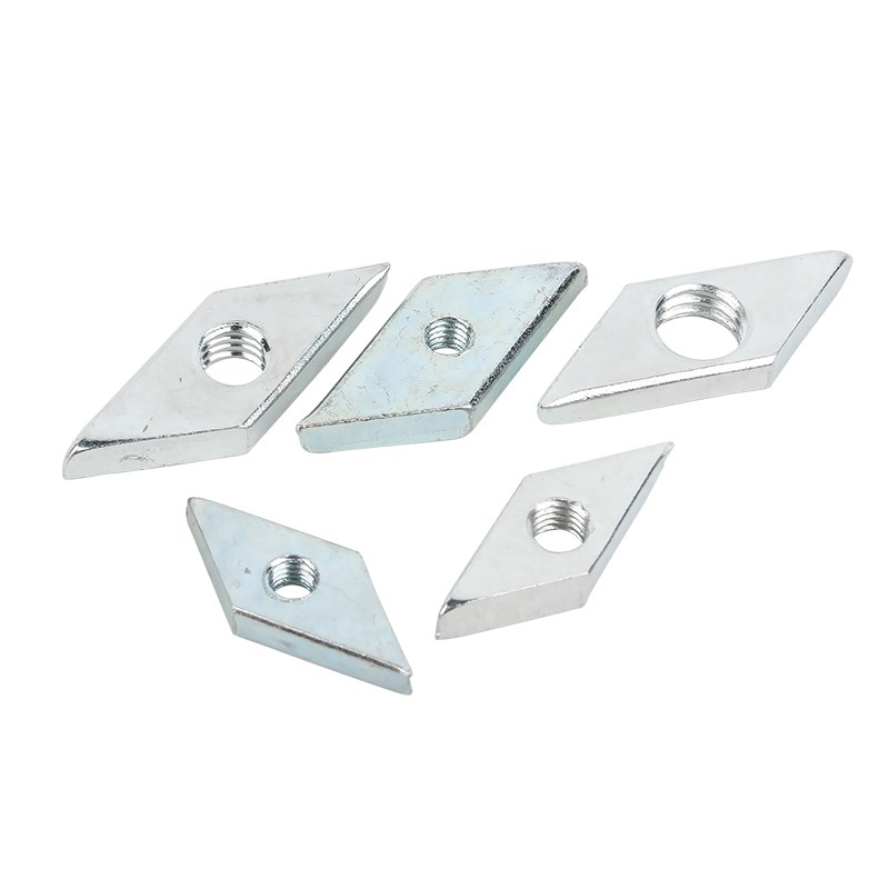 碳钢镀白锌菱型螺母菱形螺帽国标铝型材配件30型40型M4M5M6M8mm