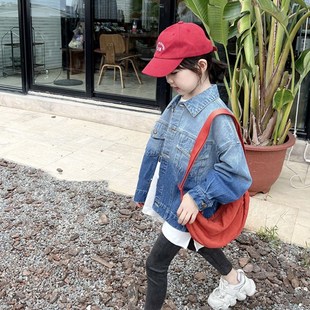 上衣休闲甜美百搭童装 渐变复古牛仔衣男女童牛仔外套长袖 潮流