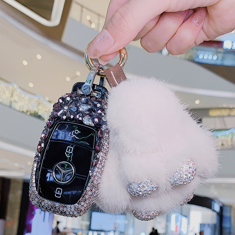 全包奔驰钥匙套新E300L C260L A200L C200L GLC GLA GLE包扣壳女