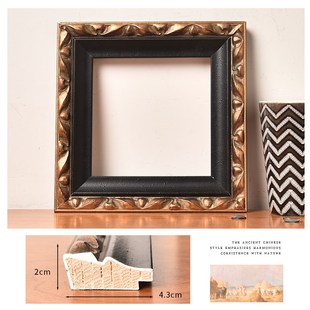 法式中古风实木画框复古黑金色油画外框定制装裱相框空框架挂墙