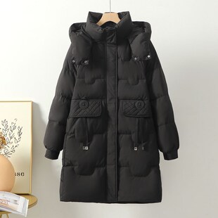 平湖新款鹅绒羽绒服女中长款2024新款小个子加厚高级感冬季外套潮