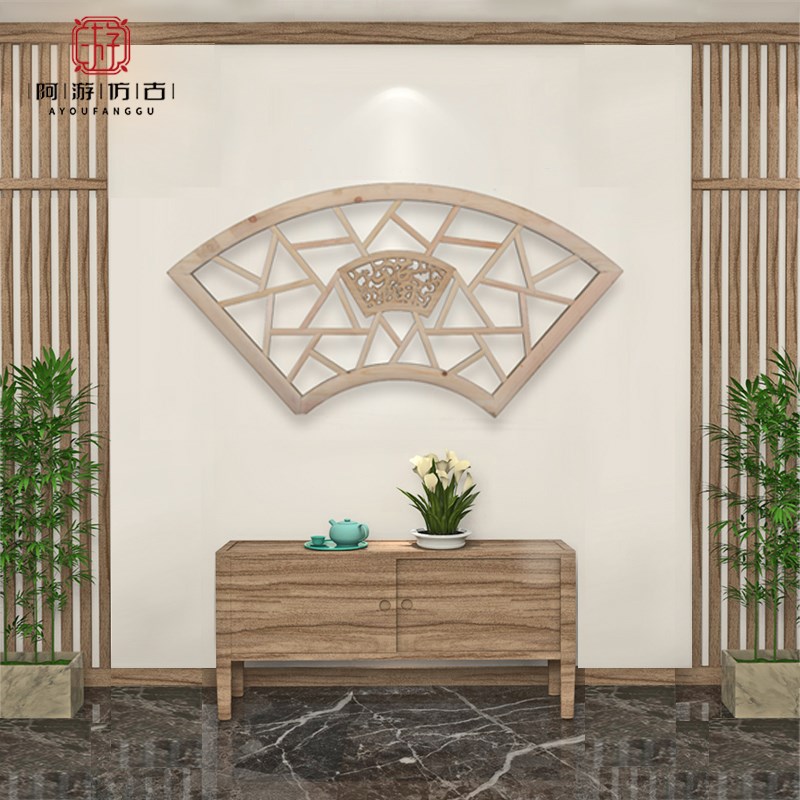 东阳木雕花窗实木中式仿古镂空吊顶方形八角花格墙饰挂饰隔断定制
