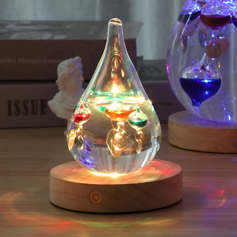 水滴型伽利略彩球物理温度计创意家居办公室摆件开业生日学生礼物