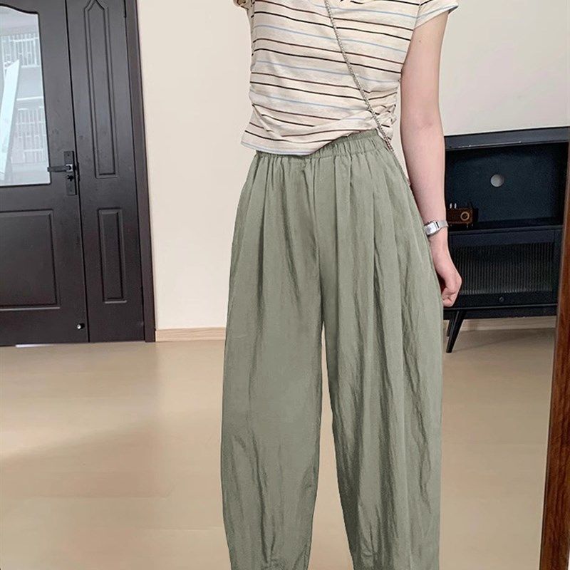 小个子九分休闲裤女大码夏季薄款胖mm宽松显瘦垂感山本阔腿奶奶裤