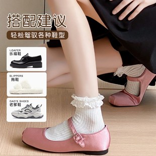 女生休闲短筒 白色花边袜日系甜美lolita少女制服美袜防臭个性