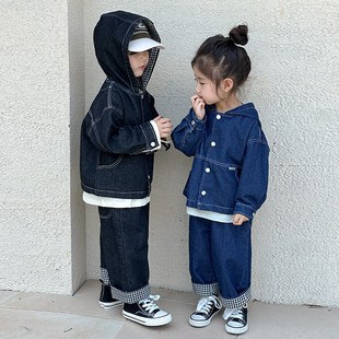儿童秋装套装女童2025新款春秋季休闲宝宝男童牛仔外套裤子两件套