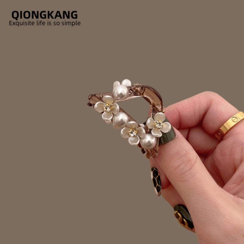 琼康发饰~三角抓夹~精致花朵抓夹高级感半扎发夹小号发量少刘海夹