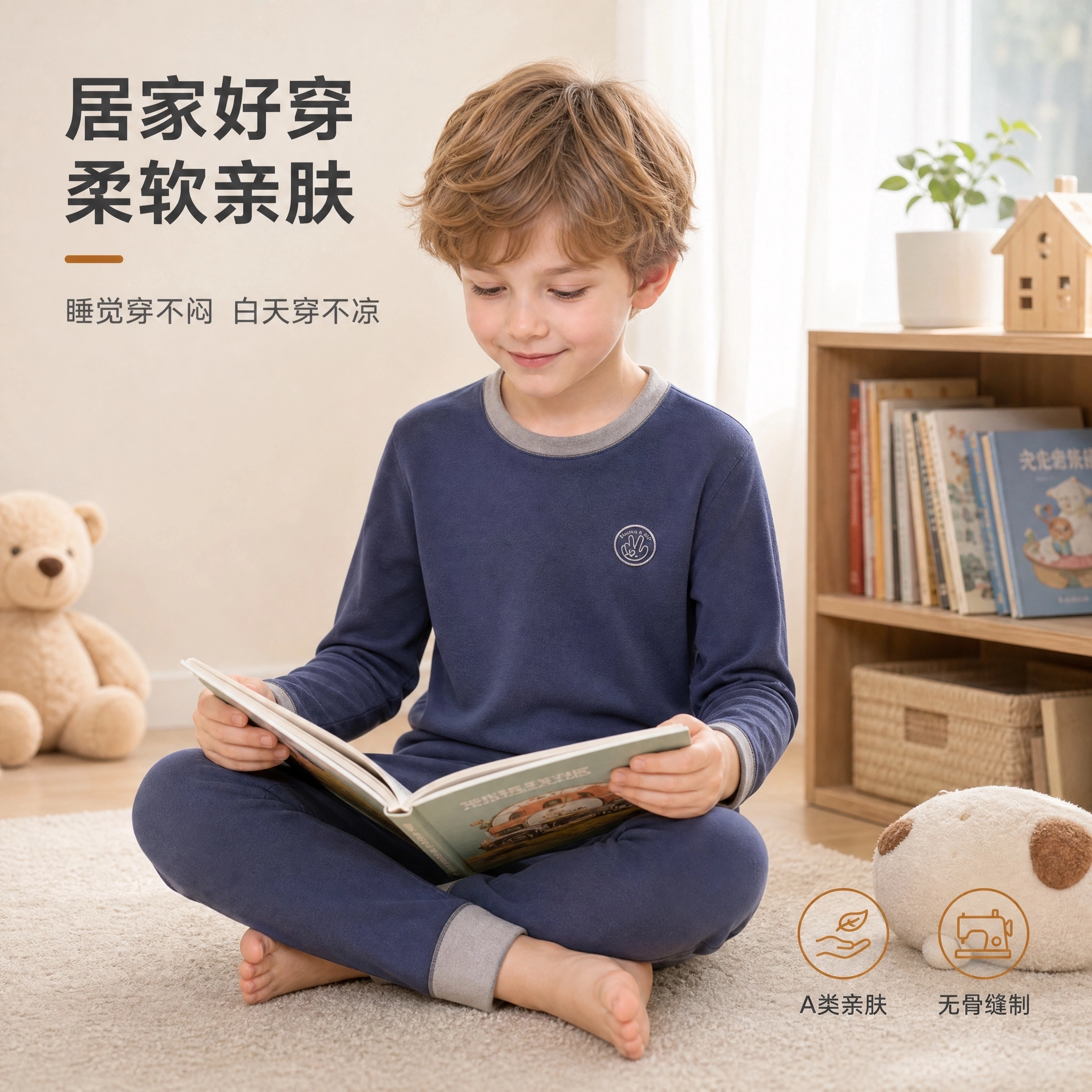 树本熊儿童保暖内衣套装秋冬新款德绒男女童打底睡衣青少年秋衣裤