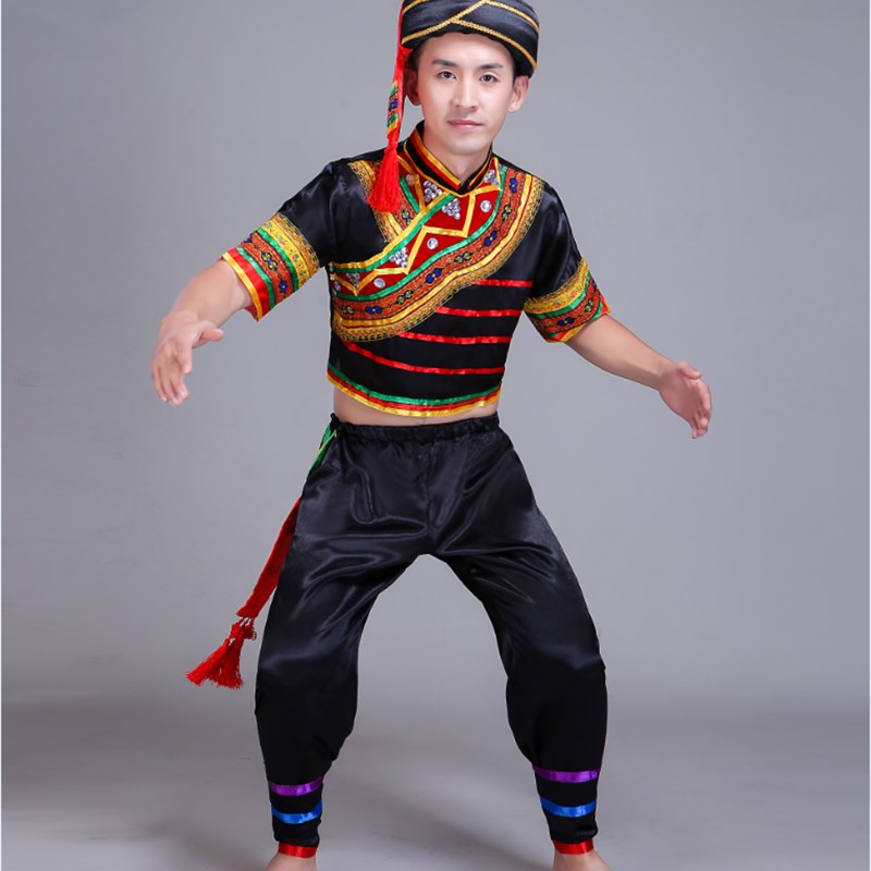 极速苗族彝族演出服少数民族男装舞台服土家族瑶族壮族彝族表演服