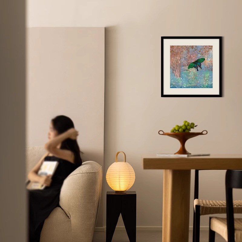 极速《春》北欧简约艺术蝴蝶客厅装饰画高级民宿卧室治愈餐厅沙发图片